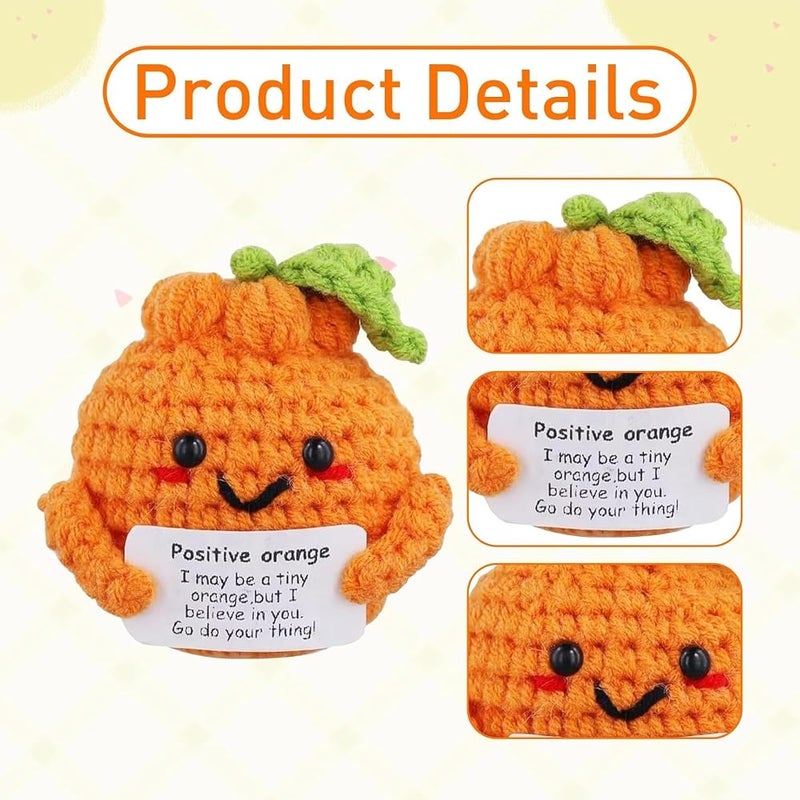 NALACAL Mini Funny Positive Orange Gifts, Cute Potato Knitted Toy with Positive Card, Creative Plush Emotional Support Crochet Doll, Encouragement Gift for Family, Friends, Lovers, Party Decoration - Image 2
