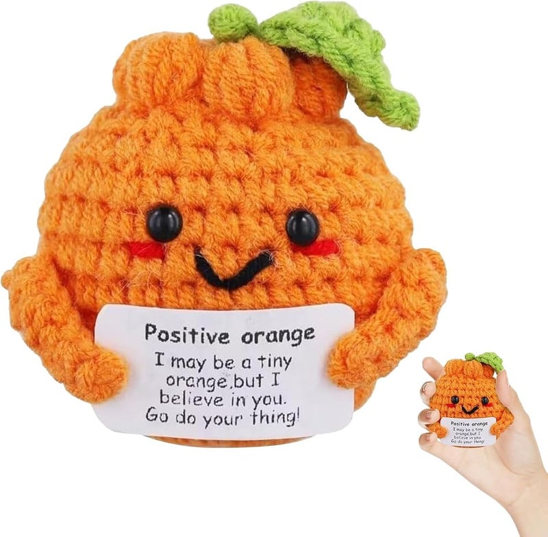NALACAL Mini Funny Positive Orange Gifts, Cute Potato Knitted Toy with Positive Card, Creative Plush Emotional Support Crochet Doll, Encouragement Gift for Family, Friends, Lovers, Party Decoration - Image 1