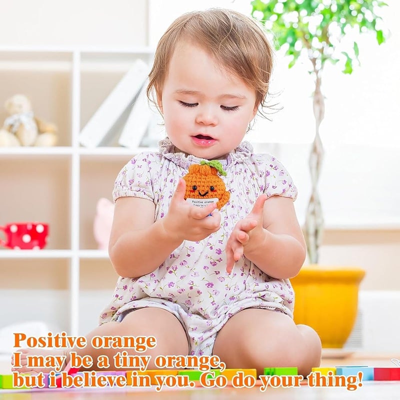 NALACAL Mini Funny Positive Orange Gifts, Cute Potato Knitted Toy with Positive Card, Creative Plush Emotional Support Crochet Doll, Encouragement Gift for Family, Friends, Lovers, Party Decoration - Image 3