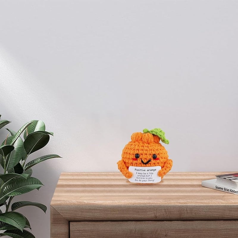 NALACAL Mini Funny Positive Orange Gifts, Cute Potato Knitted Toy with Positive Card, Creative Plush Emotional Support Crochet Doll, Encouragement Gift for Family, Friends, Lovers, Party Decoration - Image 4