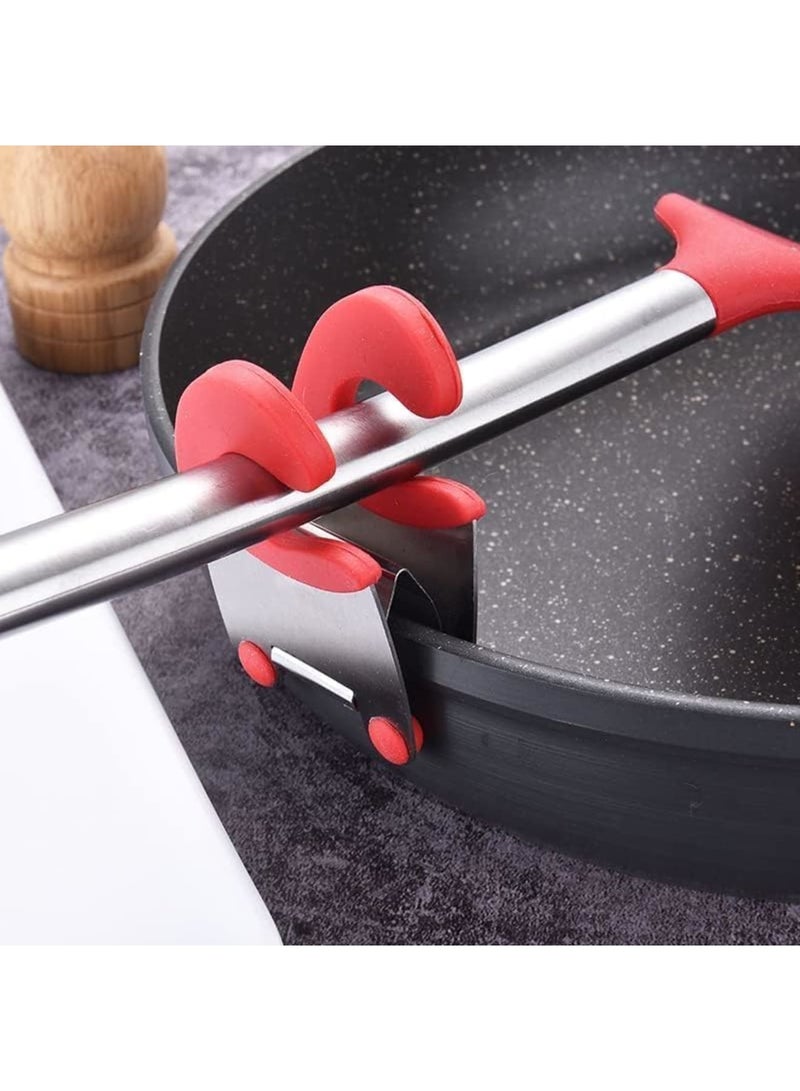 SYOSI Silicone Spoon Holder for Pots, Clip-On Utensil Rest, Safe Spoon Clip Fits Pots & Pans, Kitchen Tool Organizer, Dishwasher Safe Cooking Tool for Stovetop, Fits All Pots & Pans (Red) - Image 1