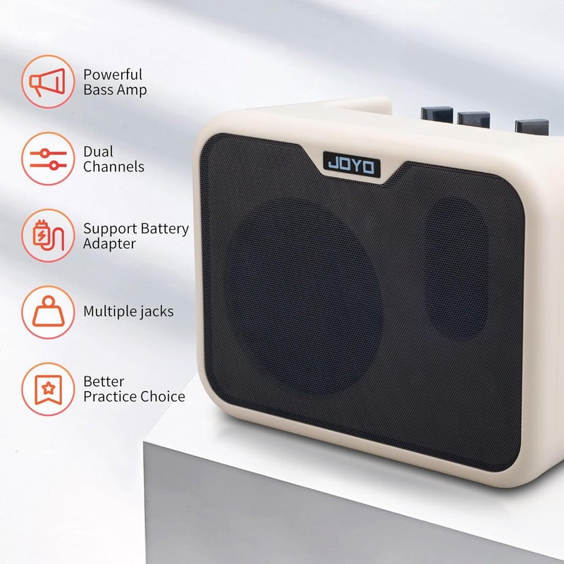 JOYO 10 واط مضخم صوت بيز صغير مضخم صوت بيز للجيتار مدمج مضخم صوت بيز محمول صغير يعمل بالبطارية مضخم صوت بيز ثنائي القناة (MA-10B) - Image 2