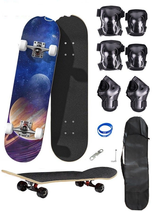 دوركو طقم لوح تزلج مقاس 78*20 سم مع حقيبة تخزين و6 معدات حماية، خشب قيقب متين مع عجلات ناعمة، للاستخدام الراحة لأي شخص - Image 1