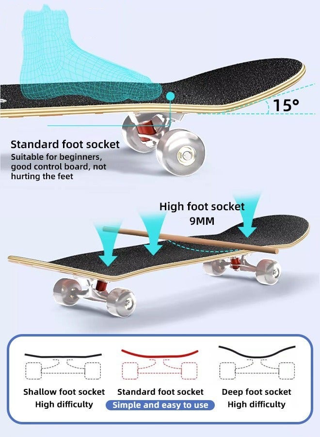دوركو طقم لوح تزلج مقاس 78*20 سم مع حقيبة تخزين و6 معدات حماية، خشب قيقب متين مع عجلات ناعمة، للاستخدام الراحة لأي شخص - Image 4