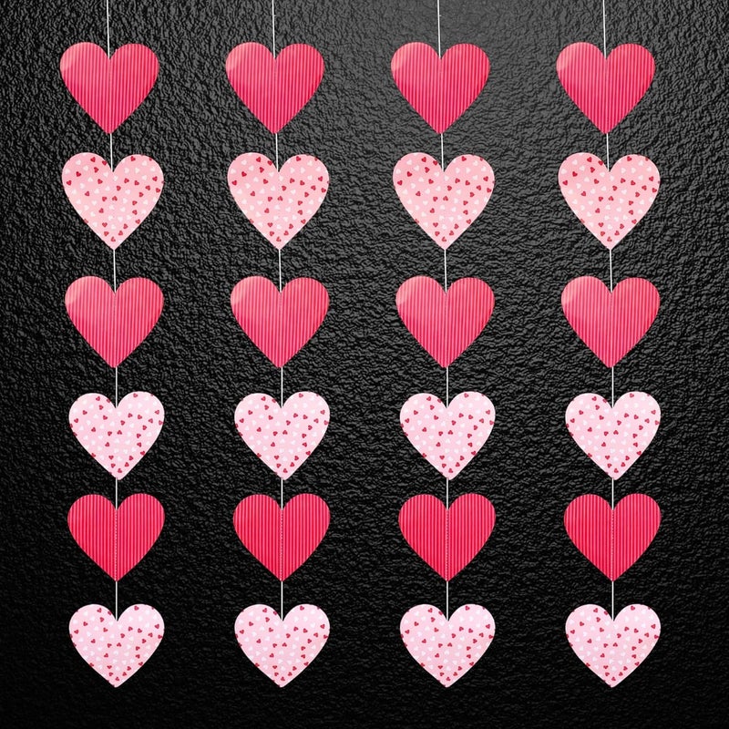 DIGI ARTS Pink and Light Pink Mega HeartShaped 3D Hanging Garland Pack of 4 Frills for Valentines Day Anniversary and Room Decor