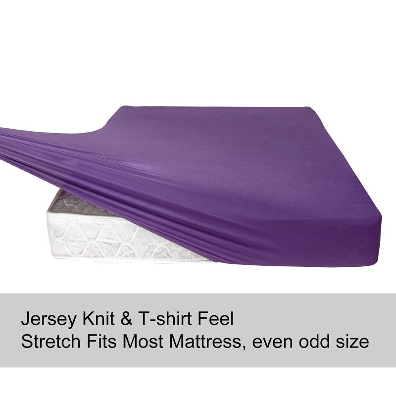 N&Y HOME Full Size Fitted Sheet Only - 4-Way Stretch Knit  Snug Fit  Wrinkle Free & Stay in Place  No More Slipping Off for Mattress  Soft & Comfortable - Purple  Full  - Image 3