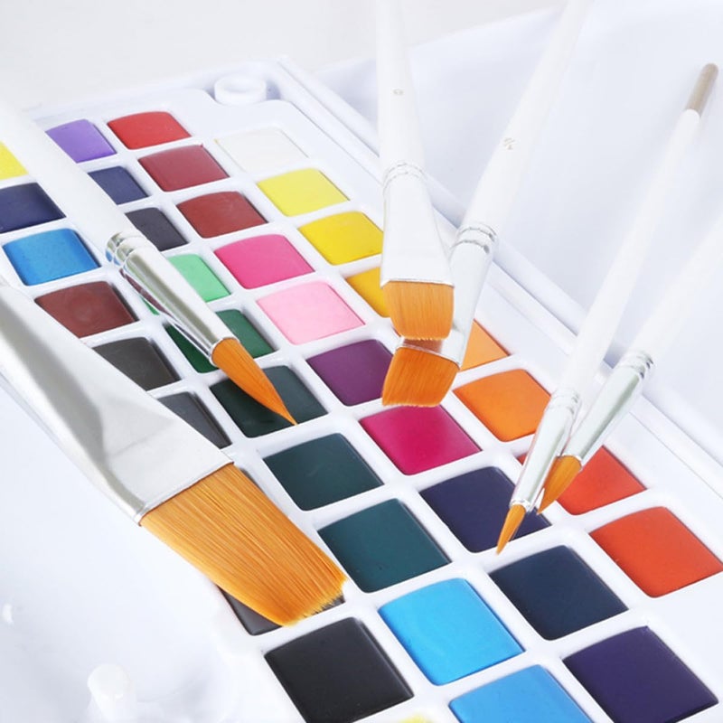 مجموعة فرشاشات رسم متعددة الوظائف من النايلون، مقابض بيضاء لون اللؤلؤ، للاستخدام المنزلي والمهني في رسم الزيت والألوان المائية، معدات رسم محمولة - Image 3