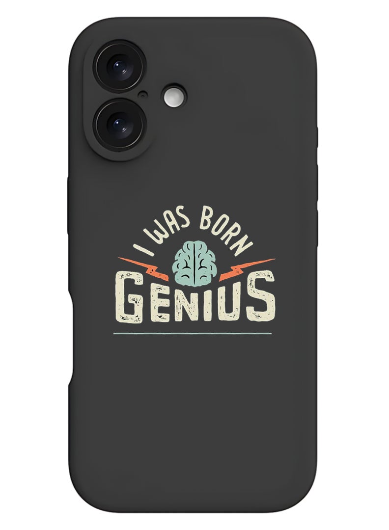 Theodor Protective Slim Fit Case Liquid Silicone Cover with Full Body Protection Anti-Scratch Shockproof Case For Apple iPhone 17 (Black) Born Genius - White - Image 1