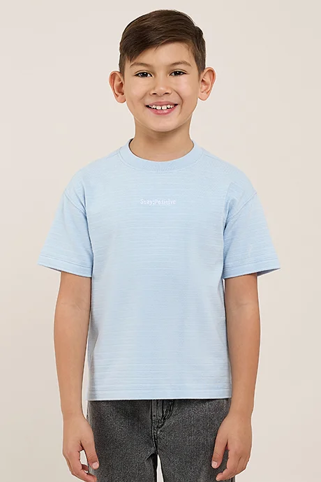 R&B Embroidery Detail T-Shirt with Crew Neck and Short Sleeves