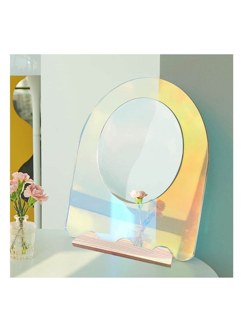 Arabest Tabletop Acrylic Mirrors ，Frameless Irregular Wavy Aesthetic Vanity，Funky Desk Mirror Decorative for Living Room Bedroom Office and Home Decor Mirrors(40*38cm) - Image 3