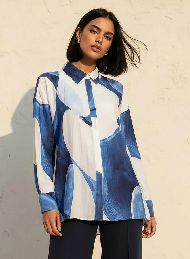 سبلاش فيڤ Relaxed Fit Shirt with Abstract Print