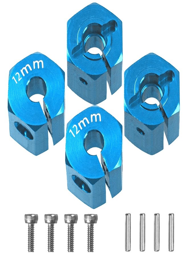 Vgoohobby Aluminum Alloy 12mm Wheel Hex Hub Drive Adapters with Pins Screws Compatible with Axial SCX10 HSP HPI Tamiya Redcat 1/10 RC Crawler Car (12mm, Blue) - Image 1