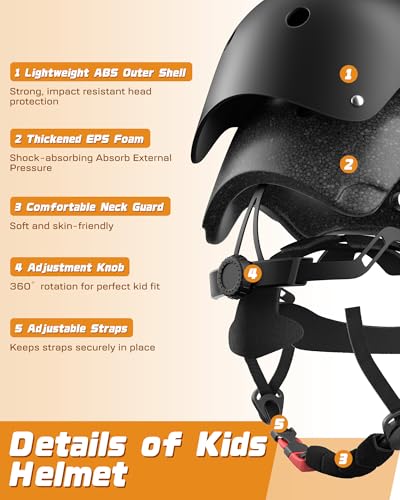 DARME Kids Bike Helmet Set Adjustable Helmet for Ages 310 Year Boys Girls Pad Set with Knee and Elbow Pads for Bike Roller Skating Scooter Longboard and More Sports - Image 3