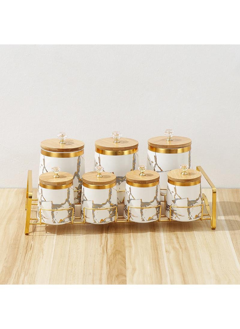 Y&D Nordic Household Kitchen Storage Bamboo Cover Ceramic Sealed Jar Suit  - Image 1
