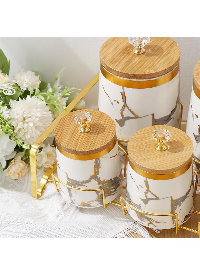 Y&D Nordic Household Kitchen Storage Bamboo Cover Ceramic Sealed Jar Suit  - Image 4