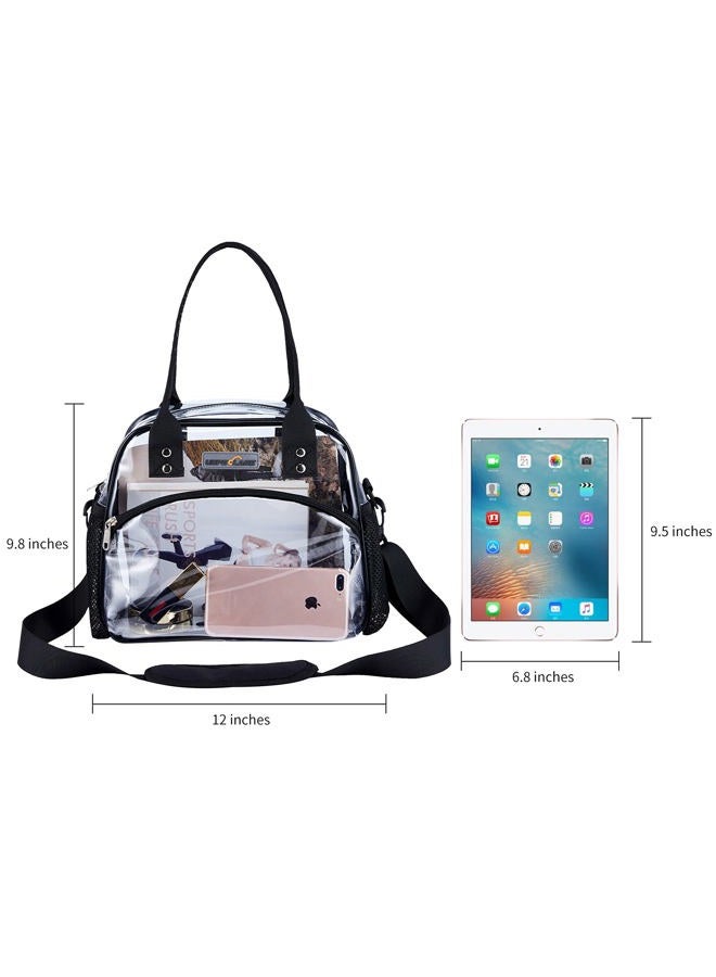 Uspeclare Clear Lunch Bag with Removable Bottom Board for Women & Men, See Through Reusable Lunch Box for Workplaces ,Clear Shoulder Bag for Women for Work - Image 3