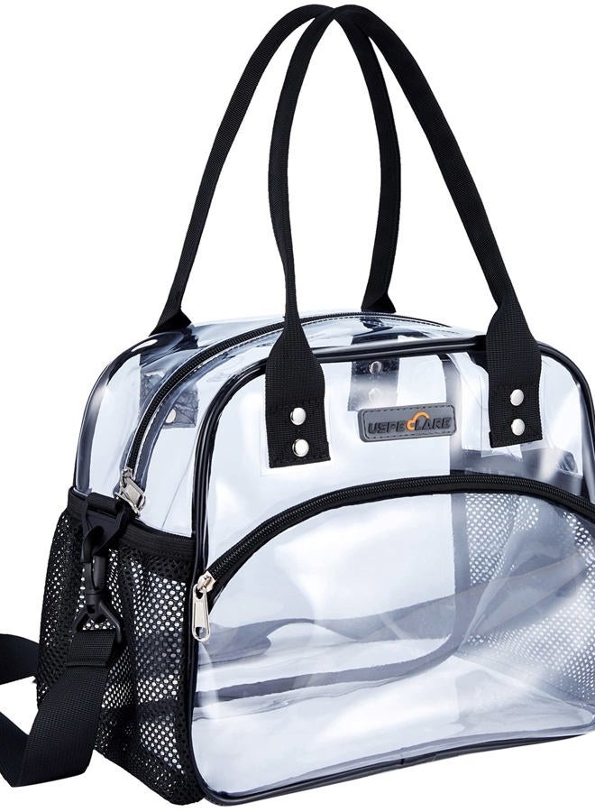 Uspeclare Clear Lunch Bag with Removable Bottom Board for Women & Men, See Through Reusable Lunch Box for Workplaces ,Clear Shoulder Bag for Women for Work - Image 1