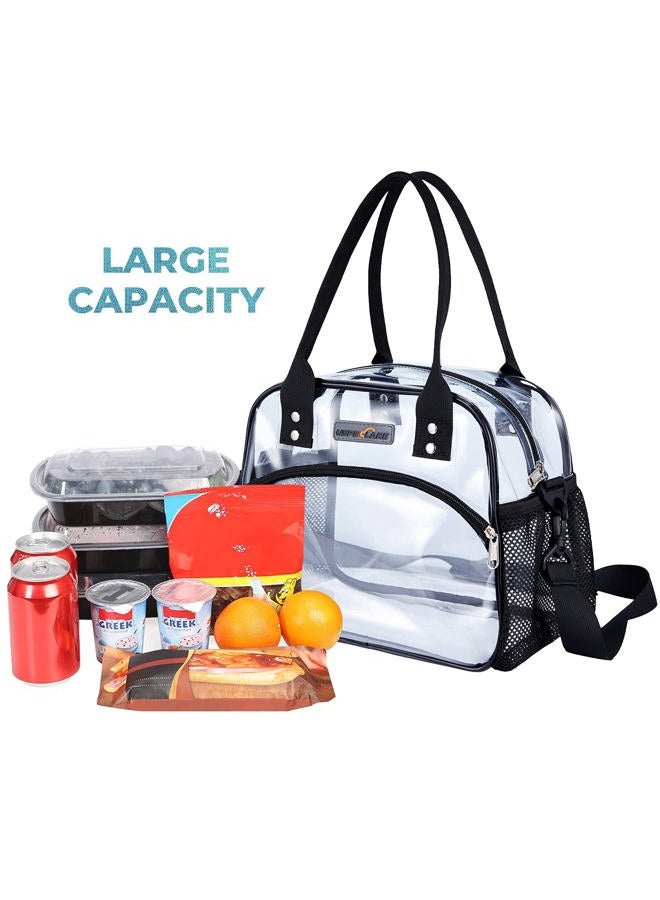 Uspeclare Clear Lunch Bag with Removable Bottom Board for Women & Men, See Through Reusable Lunch Box for Workplaces ,Clear Shoulder Bag for Women for Work - Image 2