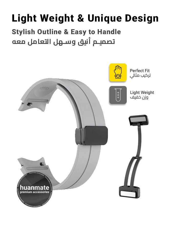 huanmate Replacement Strap For Samsung Galaxy Watch 6 40mm - Grey Colorful High Quality Soft Silicone Watch Strap For Men And Women - Image 3