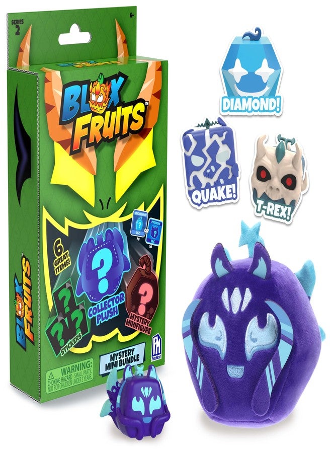 بلوكس فروت مجموعة Blox Fruits Mystery Mini Bundle Series 2 من PhatMojo - دمية قطيفة قابلة للتجميع، مجسم صغير غامض، 3 ملصقات، ورمز DLC واحد - 6 عناصر إجمالاً - هدية لعبة قابلة للتجميع للأطفال من عمر 6 سنوات فما فوق - Image 1