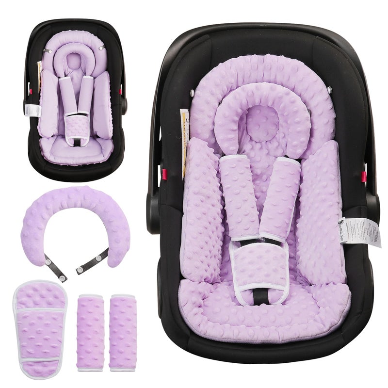 BOMOLOUR Infant Car Seat Insert with Removable Cushion for Baby Preemie Newborn Infant Reversible carseat Insert Head Body Support Fits for Stroller Baby Swing Rocker Bouncer Bassinet Purple - Image 2