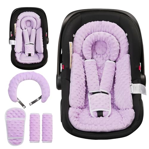 BOMOLOUR Infant Car Seat Insert with Removable Cushion for Baby Preemie Newborn Infant Reversible carseat Insert Head Body Support Fits for Stroller Baby Swing Rocker Bouncer Bassinet Purple - Image 1