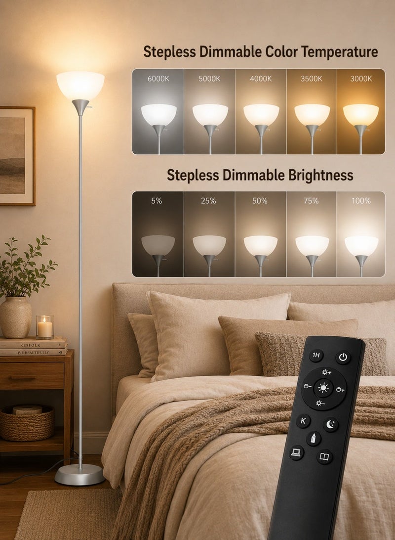 OUTON LED Floor Lamp with Remote Control, Dimmable Uplighter Standing Lamp with Adjustable 3000K-6000K Color Temperature, 1H Timer for Living Room Bedroom Office - Image 3