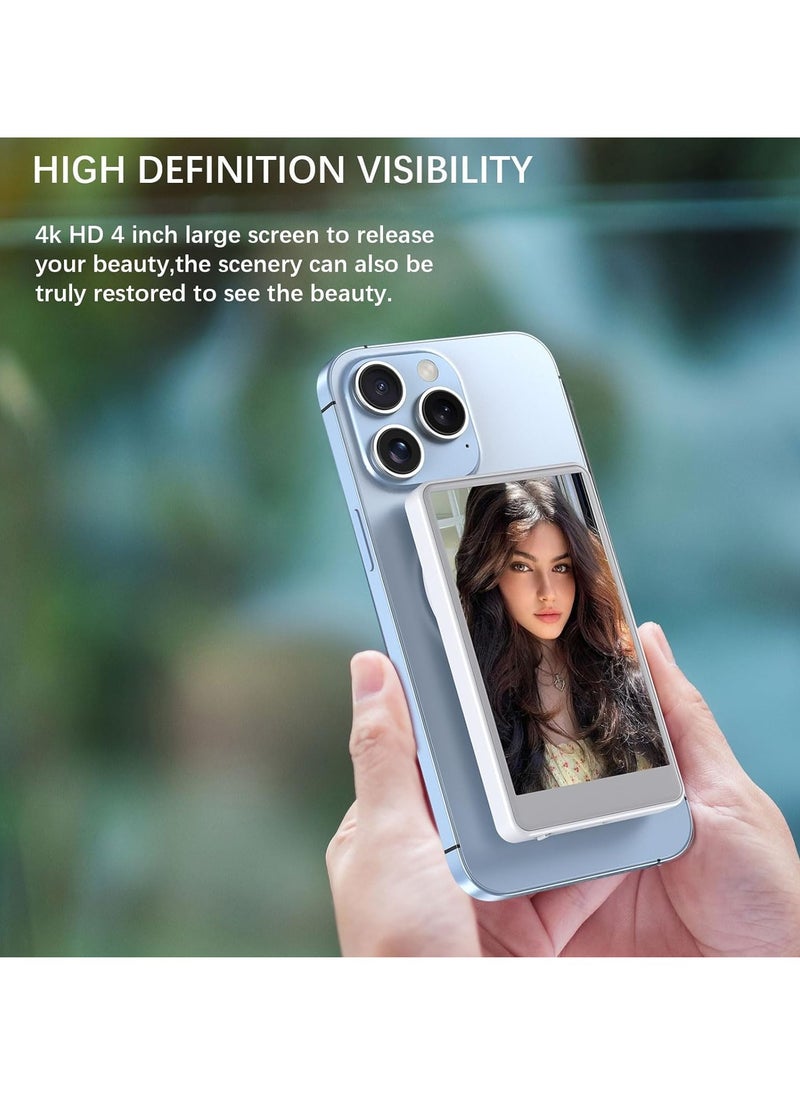 TIGER Vlog Selfie Monitor Screen for Smartphone Rear Camera || 4-Inch Wireless Display with Magnetic Mount & Remote | Compatible with iPhone | Ideal for Vlogging, Live Streaming, Selfies & YouTube Content || Lightweight, Portable Monitor (White)  - Image 5