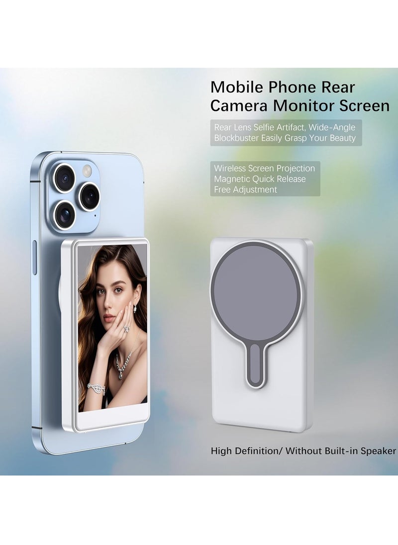 TIGER Vlog Selfie Monitor Screen for Smartphone Rear Camera || 4-Inch Wireless Display with Magnetic Mount & Remote | Compatible with iPhone | Ideal for Vlogging, Live Streaming, Selfies & YouTube Content || Lightweight, Portable Monitor (White)  - Image 2