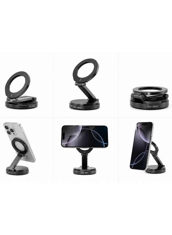 حامل هاتف مغناطيسي قابل للطي من MagSafe، يدور 360 درجة، للاستخدام على لوحة القيادة وفي السيارة - Image 2