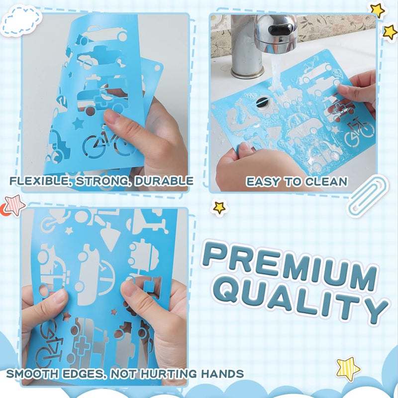 Kaemi 40pcs Plastic Drawing Stencils Set, Stencils for Kids with Over 400+ Different Patterns are The Gift for Boys and Girls - Image 4
