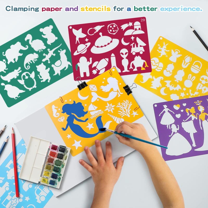 Kaemi 40pcs Plastic Drawing Stencils Set, Stencils for Kids with Over 400+ Different Patterns are The Gift for Boys and Girls - Image 3