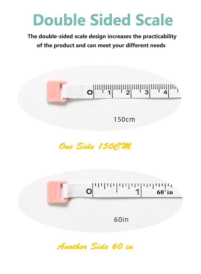 Umiwin 2 Pcs Tape Measure For Body Measuring, 60 inch Measuring Tape For Body Cloth Measurements, Sewing Tailor, Double Scale Soft Tape Measure, Retractable Fabric Tape Measure  - Image 3