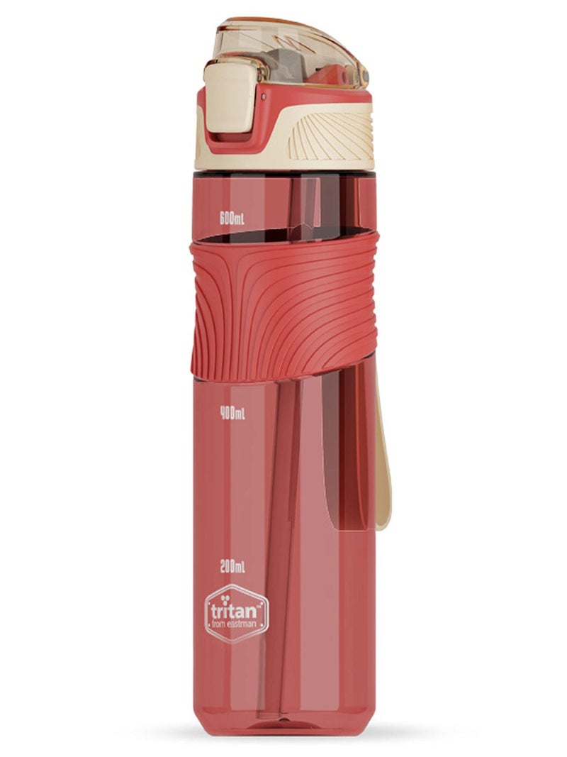 US1984 Water Bottle 650 ML With Travel Mugs and Scale - Tritan Strong, Leak-Proof, Durable, BPA-Free, Non-Toxic for Office and Gym (Red) - Image 1