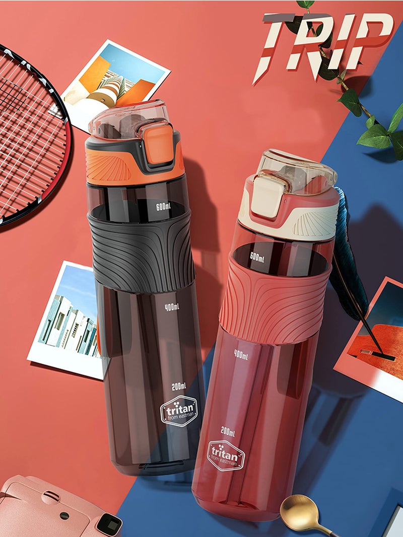 US1984 Water Bottle 650 ML With Travel Mugs and Scale - Tritan Strong, Leak-Proof, Durable, BPA-Free, Non-Toxic for Office and Gym (Red) - Image 4