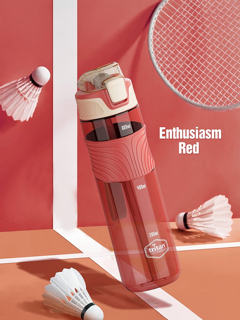 US1984 Water Bottle 650 ML With Travel Mugs and Scale - Tritan Strong, Leak-Proof, Durable, BPA-Free, Non-Toxic for Office and Gym (Red) - Image 2