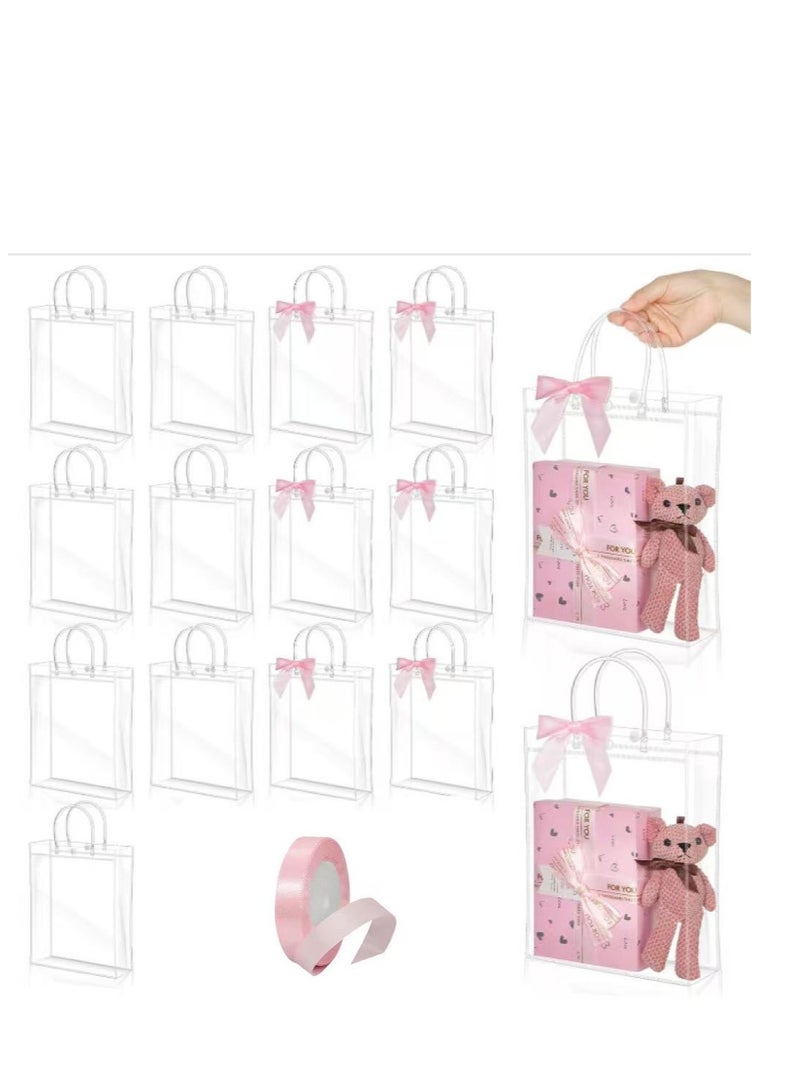 DIOTTI 15PCS Clear PVC Gift Bags With Handle Reusable Plastic Wrap Tote Bag - Image 1