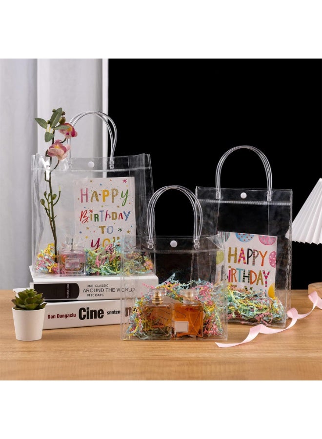 DIOTTI 15PCS Clear Plastic Gift Bags with Handles, Transparent PVC Gift Bags with Pink and White Ribbon, Reusable Waterproof Party Favor Bags for Festivals, Weddings, Baby Shower, Daily Use (15*20*7 CM) - Image 5
