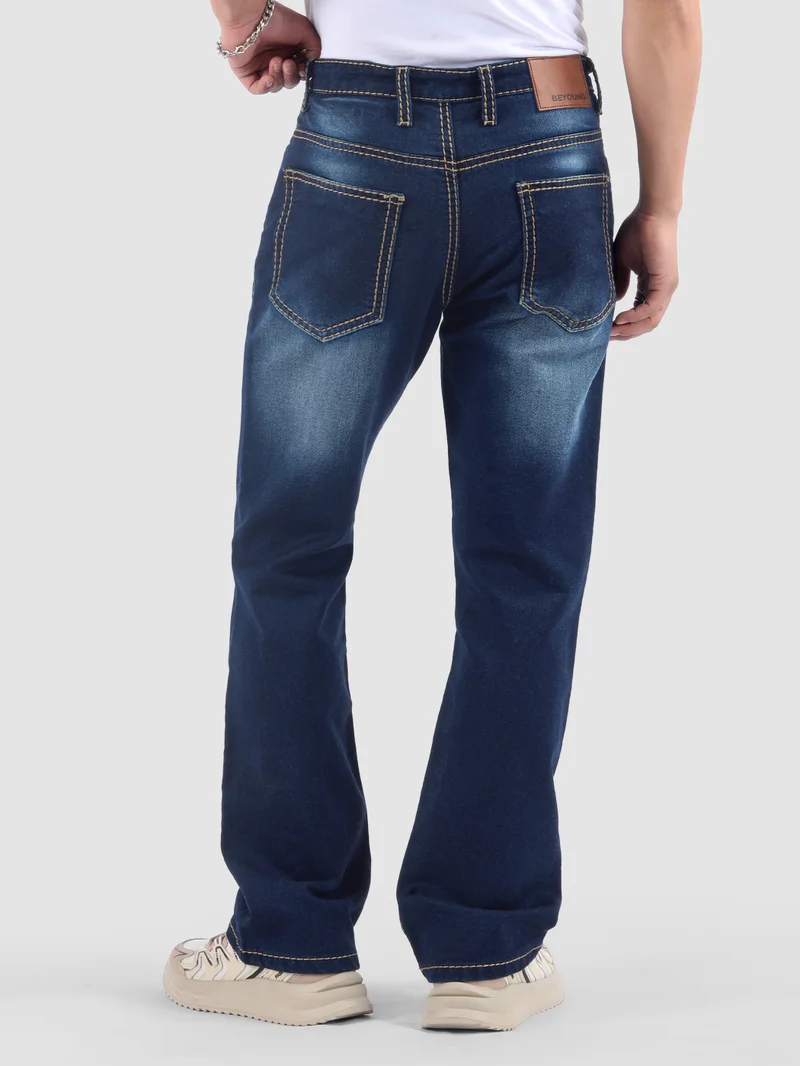 بيونغ Dark Blue Saddle Stitch Bootcut Jeans