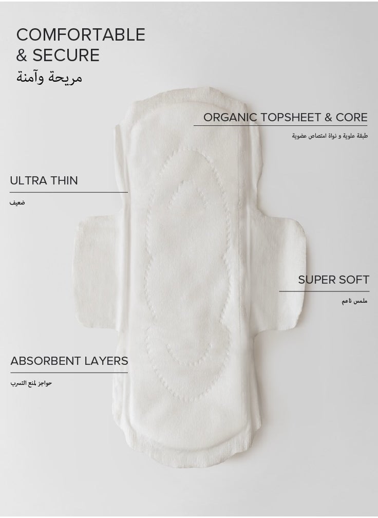 Adaye - Organic Pads for Women | 100% Organic Cotton Pads with Wings | Ultra-Thin, Hypoallergenic, Toxin-Free, Unscented Sanitary Pads | Sustainable & Plastic-Free (Pack of 12) - Image 1