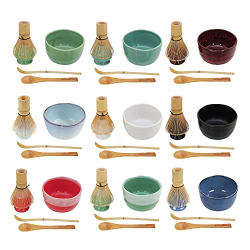 BambooMN Matcha Bowl Set (Includes Bowl, Rest, Tea Whisk, Chasaku & Tea Spoon) 1 Set Black - Image 3