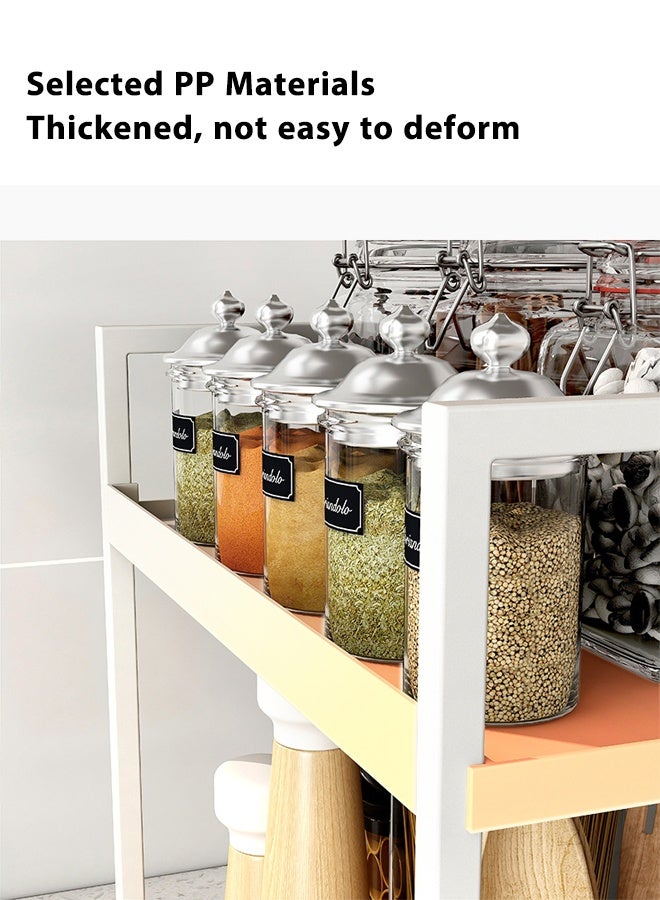 إتش كيو جيمنغ منظم رفوف التوابل للمطبخ من طبقتين لطاولة المطبخ، منظم رفوف طاولة القهوة، منظم رفوف الخزانة، رفوف طاولة المطبخ، تخزين المطبخ، رف التوابل، منظم برطمان التوابل (أسود) - Image 4