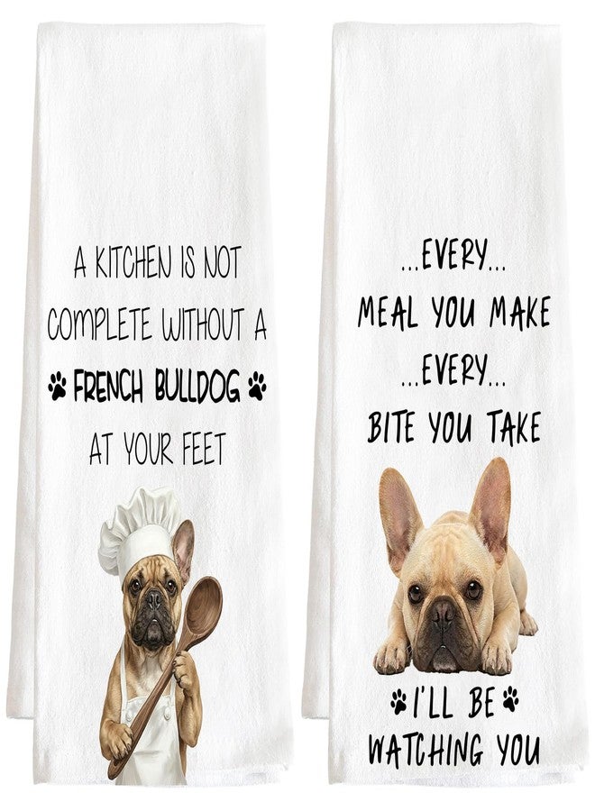 Subvise French Bulldog Kitchen Towel for Dog Lovers,Set of 2 Dish Hand Towels for Home Decorative - Image 1
