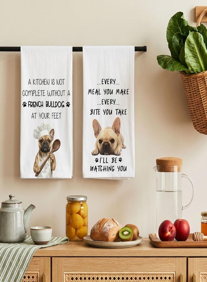 Subvise French Bulldog Kitchen Towel for Dog Lovers,Set of 2 Dish Hand Towels for Home Decorative - Image 5