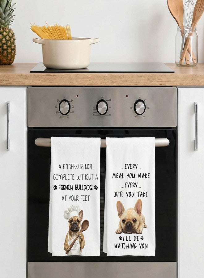 Subvise French Bulldog Kitchen Towel for Dog Lovers,Set of 2 Dish Hand Towels for Home Decorative - Image 2
