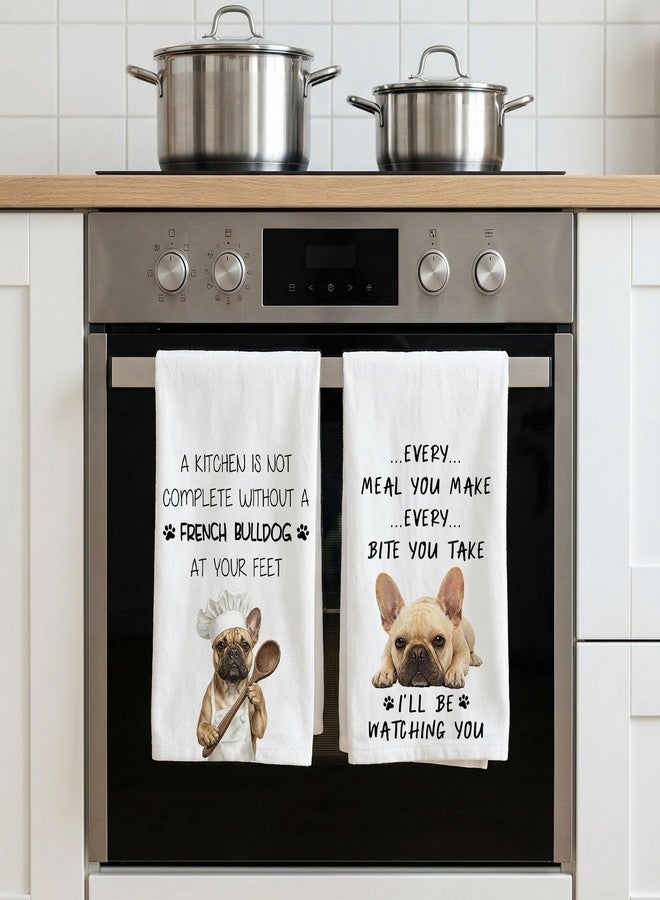 Subvise French Bulldog Kitchen Towel for Dog Lovers,Set of 2 Dish Hand Towels for Home Decorative - Image 4