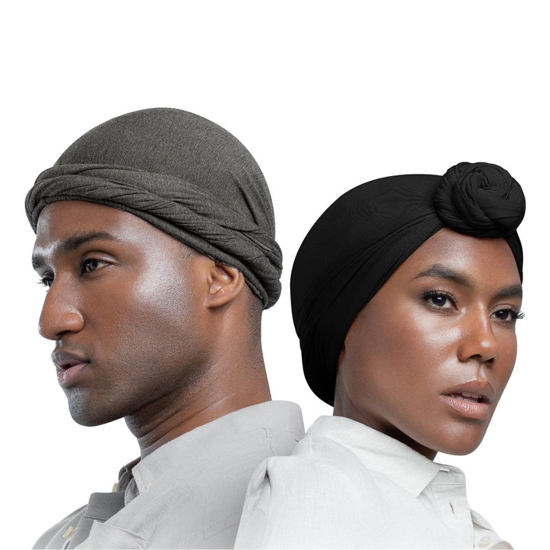 CAPLORD Turban for Men Silk Satin Lined Head Wrap Pre-Tied Skull Cap for Men and Women Sleeping Bonnet Hair Cover Chemo Hair Loss Hat Head Cover - Image 1