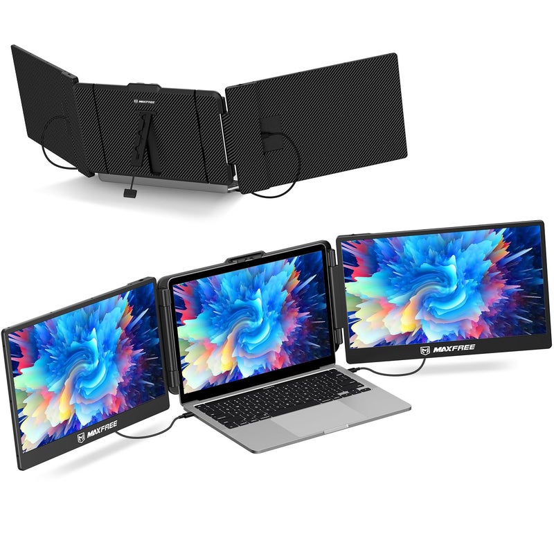 Maxfree Triple Laptop Screen Extender S2 14 1080P HD Portable Dual Monitor for 13317 Laptops Plug Play Monitor Extender Compatible with WindowsMacSurfaceAndroidSwitch