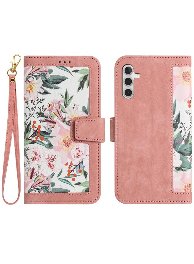 S-TOP Case For Samsung Galaxy A25 5G Floral Pattern Leather Phone Case with Lanyard - Image 1