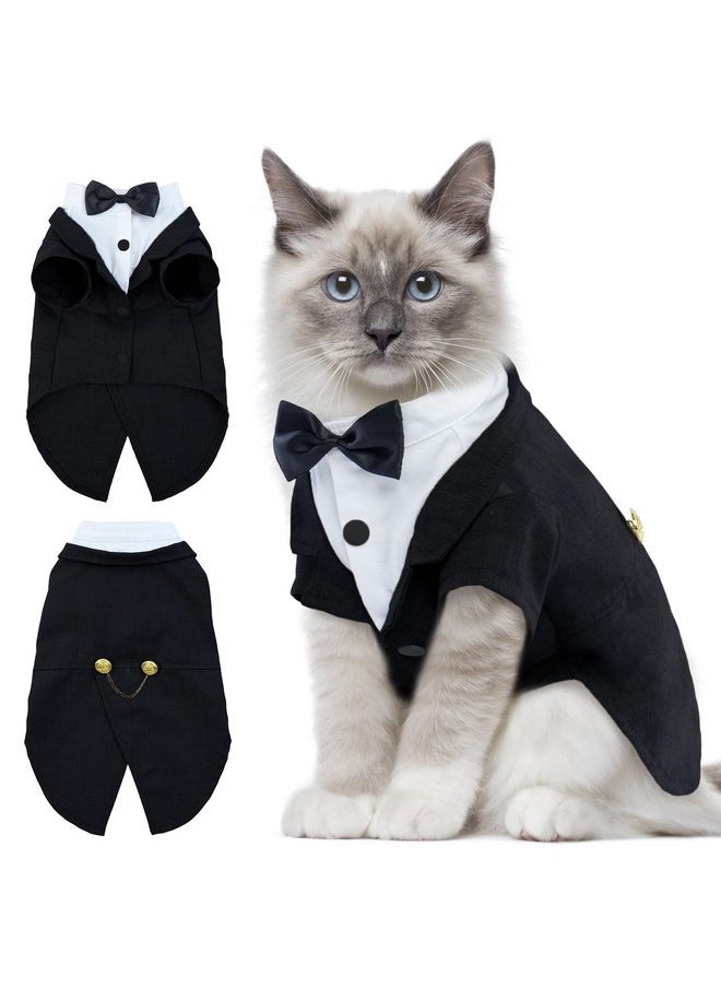 DENTRUN - DENTRUN Cat Tuxedo Outfit, Sphynx Cat Costume Formal Suit with Bow Tie, Stylish Cat Shirt Fashion Apparel Fancy Clothes, Kitten Formal Attire Wedding Onesie Costume for Cats Only - Image 1